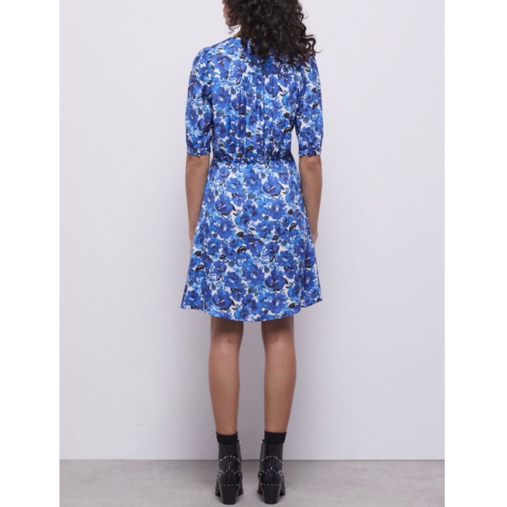 The Kooples Smooth Flowers Blue Floral Print Wrap Dress Boho French Girl Chic M4 - Picture 13 of 14